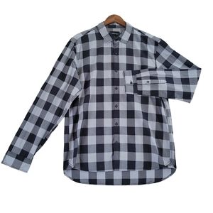 unZipped Casual Button Down Shirt Mens Large Blue Checkered Collar Regular Fit